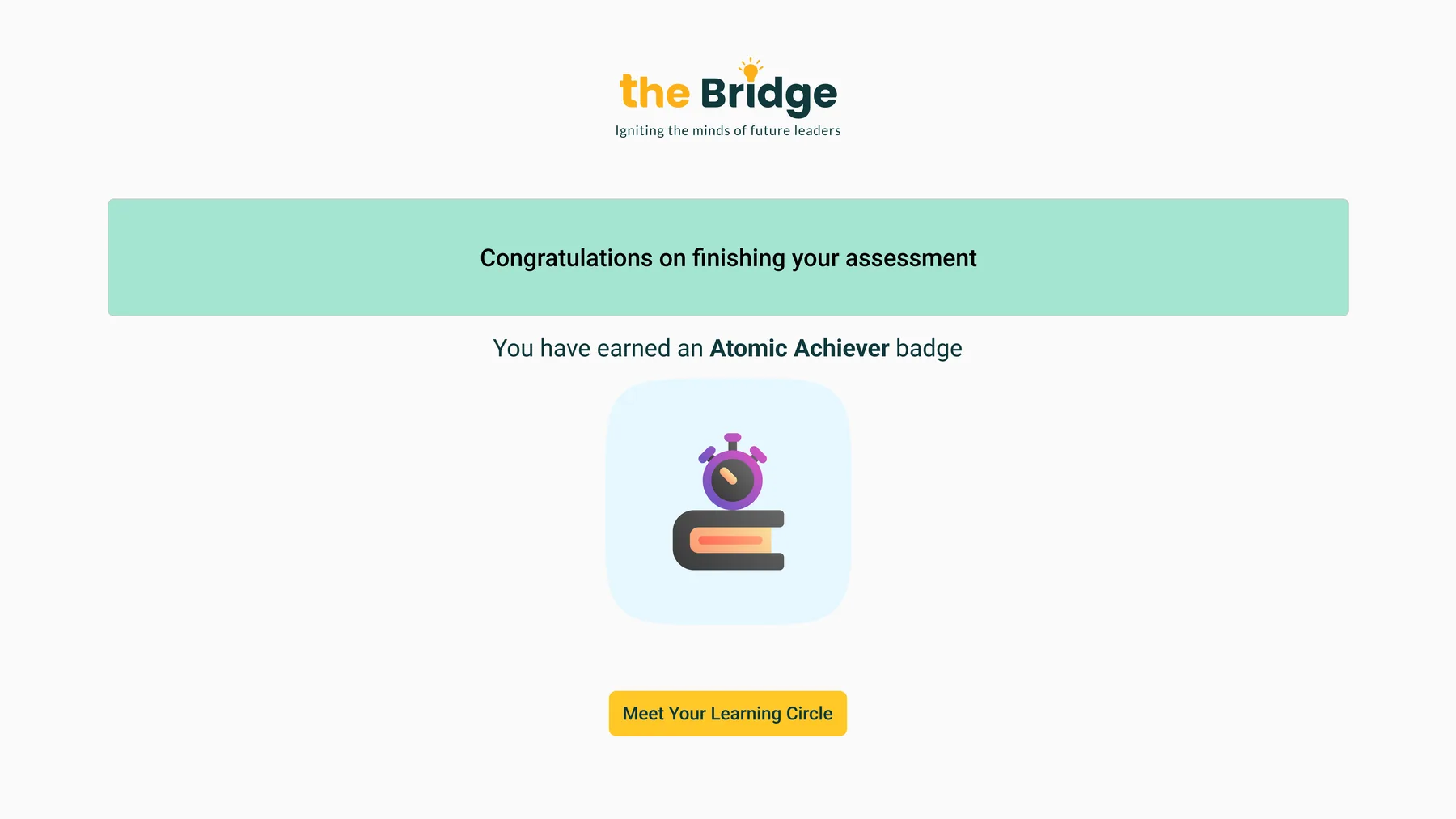 Success screen with badge