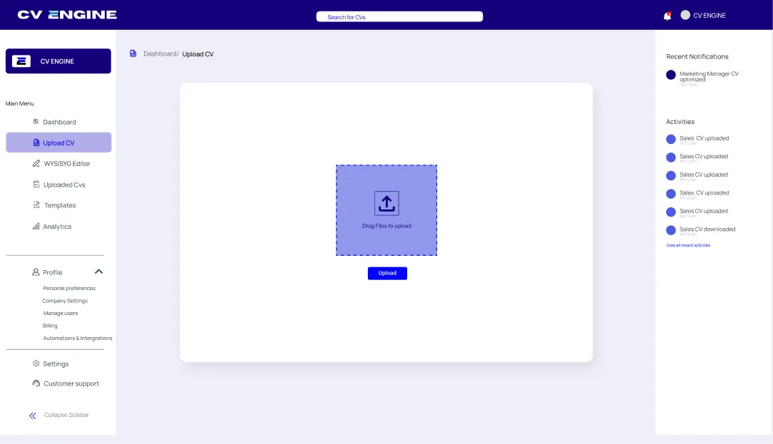 Upload a CV