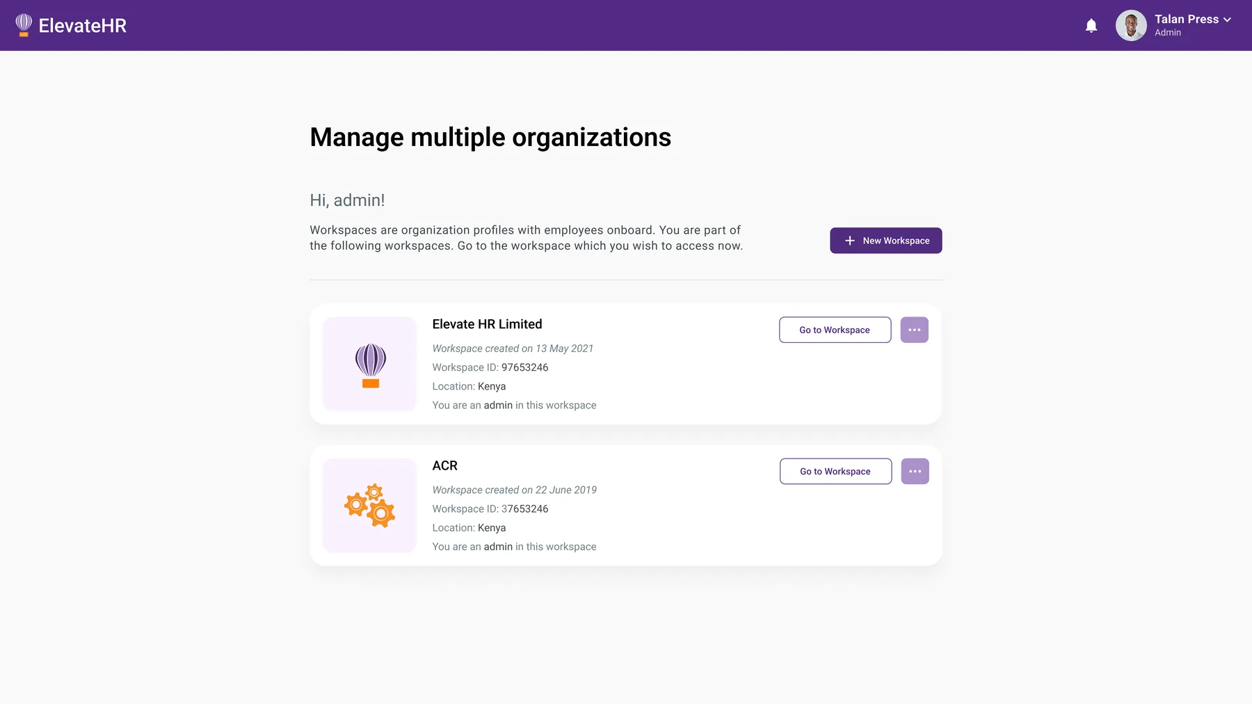 Workspaces switcher
