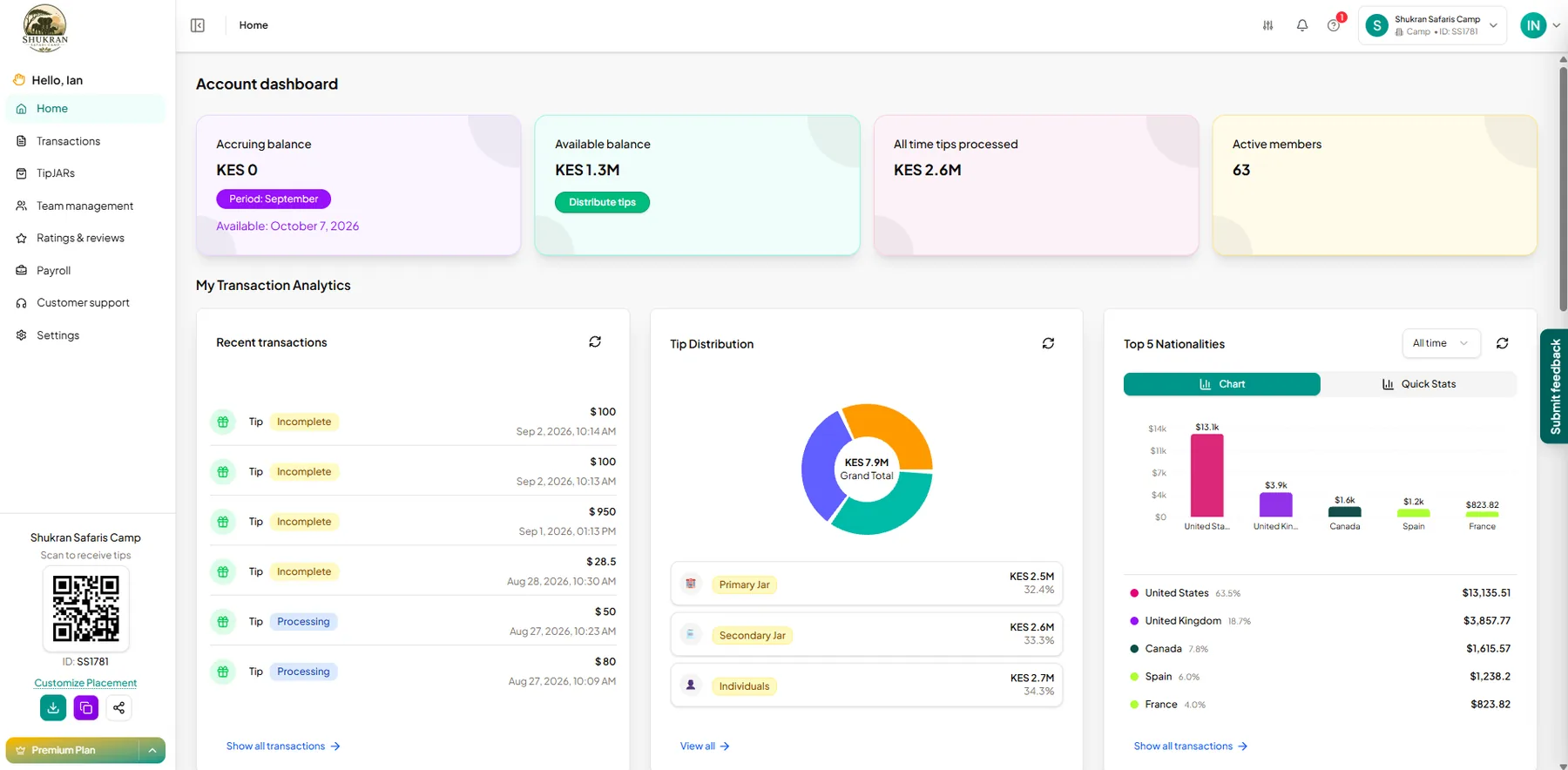 Shukran property account dashboard