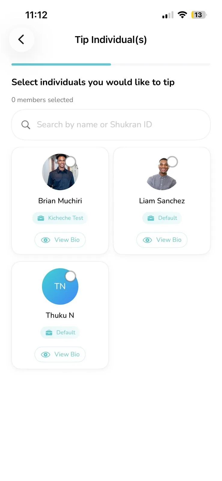 Select individuals to tip