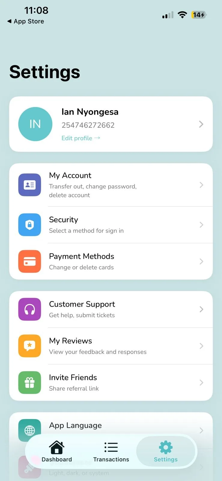 Account settings